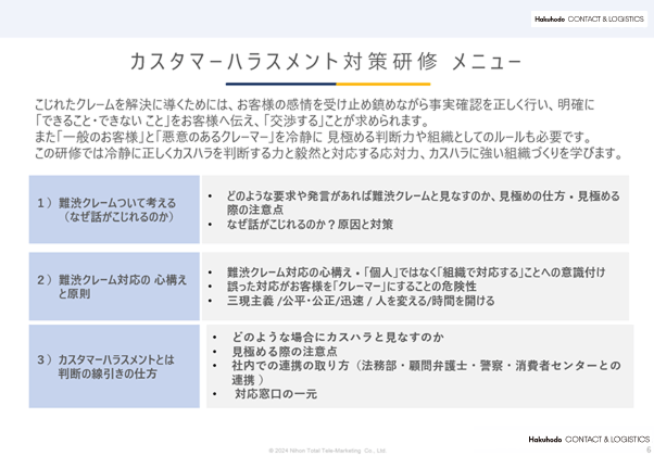 カスタマーハラスメント研修サービス資料