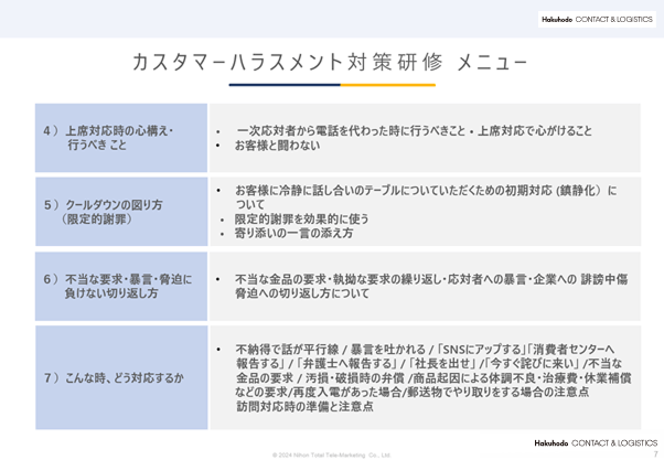 カスタマーハラスメント研修サービス資料